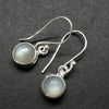 Moonstone Hook Earrings | Cabochon rounds | 925 Sterling Silver | Stepped Bezel Setting | Genuine Gems from Crystal Heart Melbourne Australia since 1986