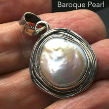 Load image into Gallery viewer, Baroque Pearl Pendant | 925 Sterling Silver | Birds Nest Silver Wire Setting | Lovely Lustre | Bezel set with open back | Genuine Gems from Crystal Heart Melbourne Australia since 1986