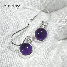 Load image into Gallery viewer, Amethyst Earrings | Cabochon Teardrops | Deep Violet Purple Shade | 925 Sterling Silver | Stepped bezel setting | Open Backs | Genuine Gems from Crystal Heart Australia since 1986