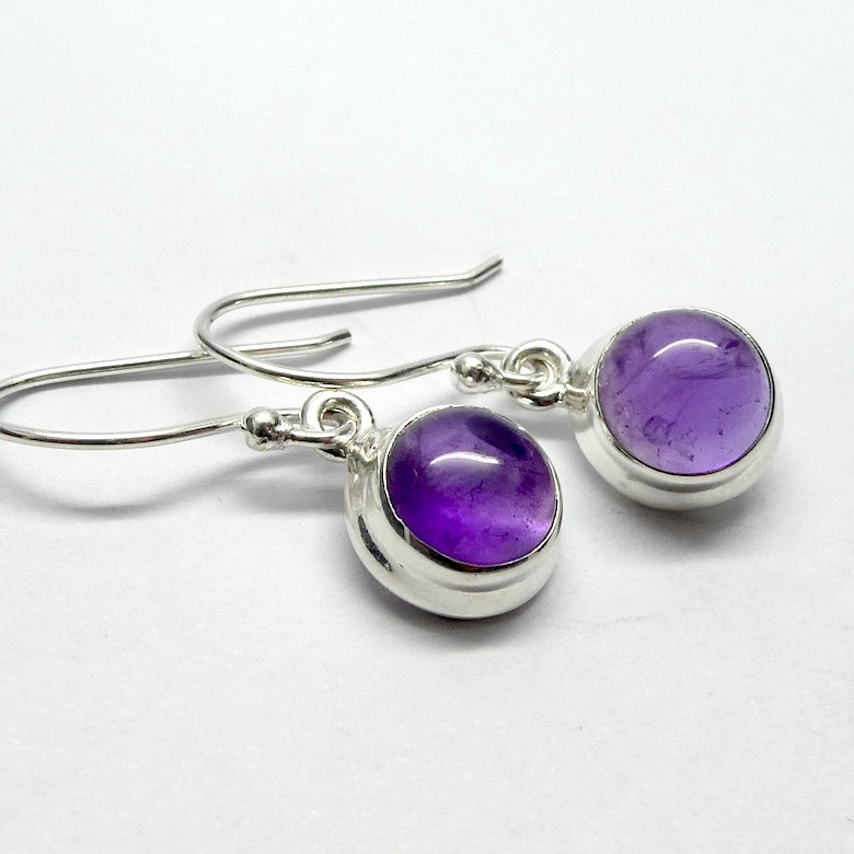 Amethyst Earrings | Cabochon Teardrops | Deep Violet Purple Shade | 925 Sterling Silver | Stepped bezel setting | Open Backs | Genuine Gems from Crystal Heart Australia since 1986