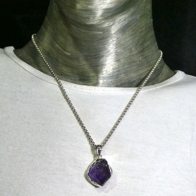 Amethyst Pendant | Lovely Chunk of Raw Gem Quality Amethyst | 925 Sterling Silver | Solid Bezel Set with open back | Genuine Gems from Crystal Heart Melbourne Australia since 1986