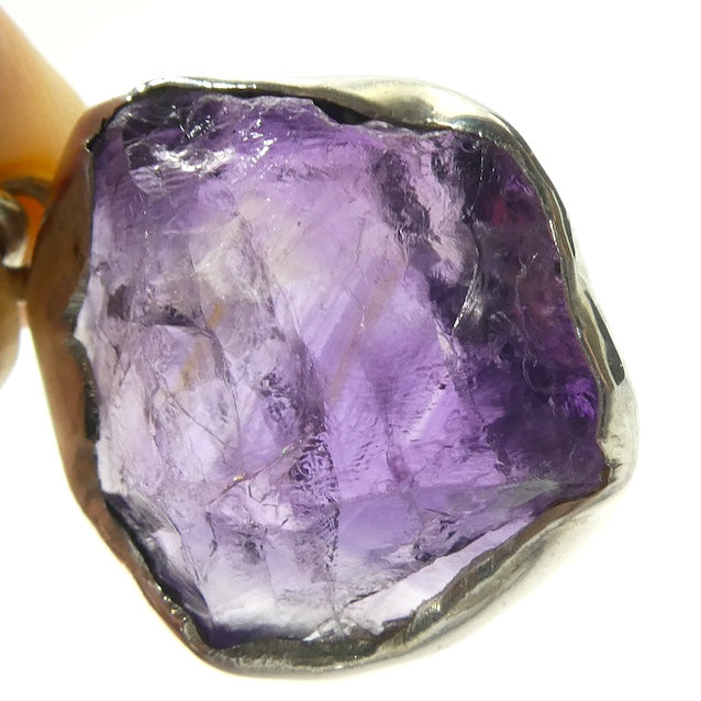 Amethyst Pendant | Lovely Chunk of Raw Gem Quality Amethyst | 925 Sterling Silver | Solid Bezel Set with open back | Genuine Gems from Crystal Heart Melbourne Australia since 1986