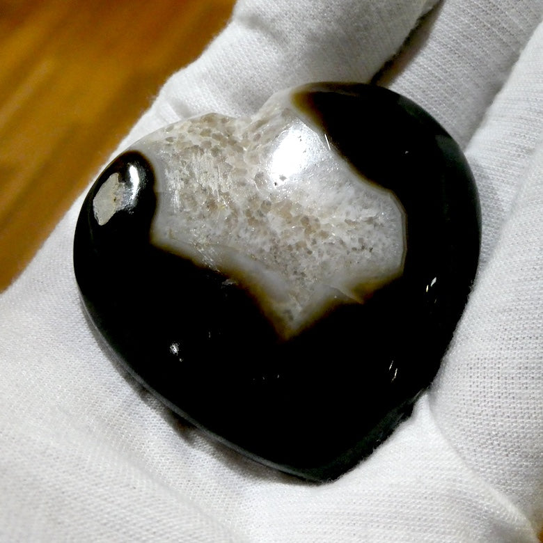 Agate Heart | Black with Quartz Cave | New Cycles | Healing Journey | Organic | Unique |  Ornament | Meditation & healing | Crystal Heart Melbourne Australia since 1986