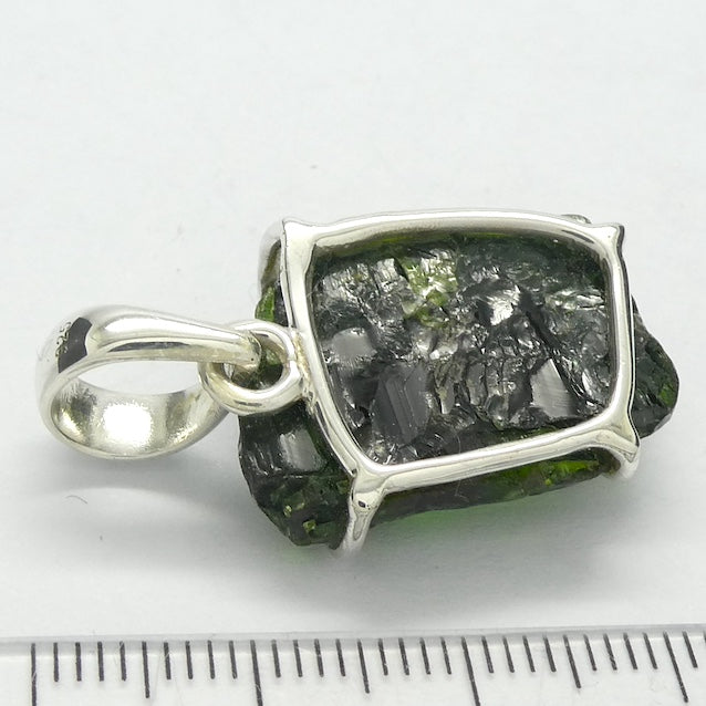 Chrome Diopside Pendant, Raw Nugget, 925 Sterling Silver s1