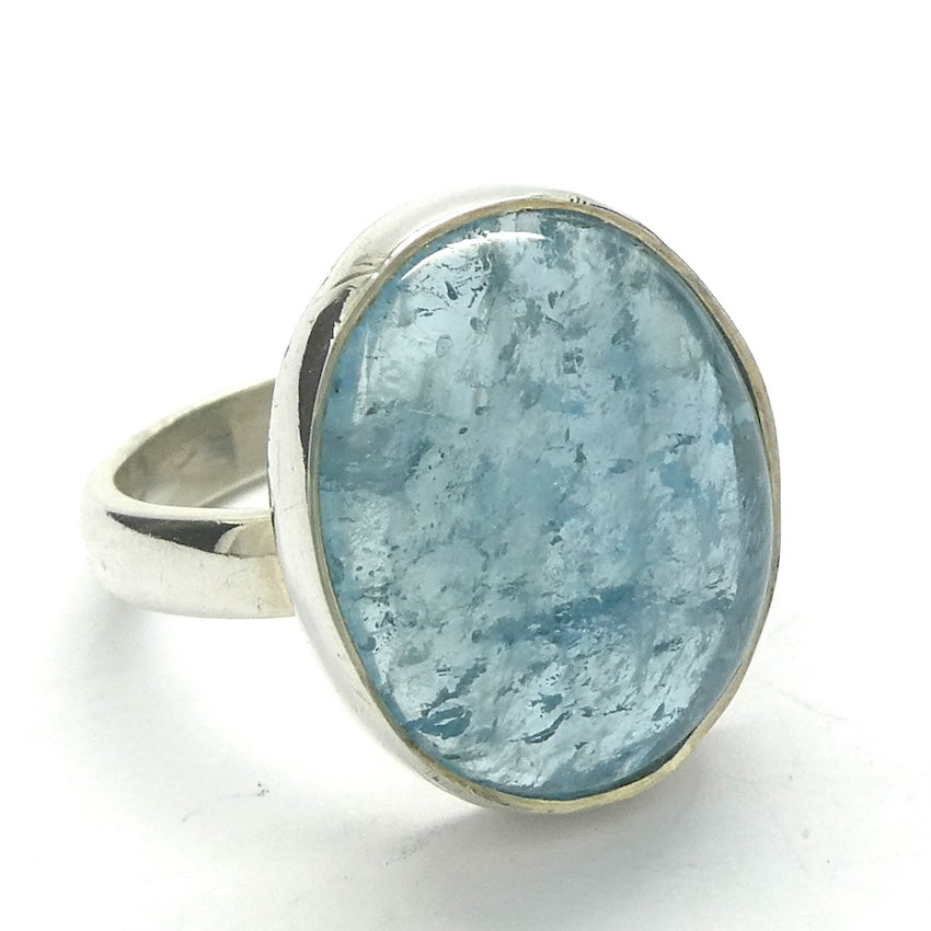 Aquamarine Ring | Oval Cabochon | 925 Sterling Silver | US Size 6 | AUS Size L1/2 | Genuine Gems from Crystal Heart Melbourne Australia since 1986