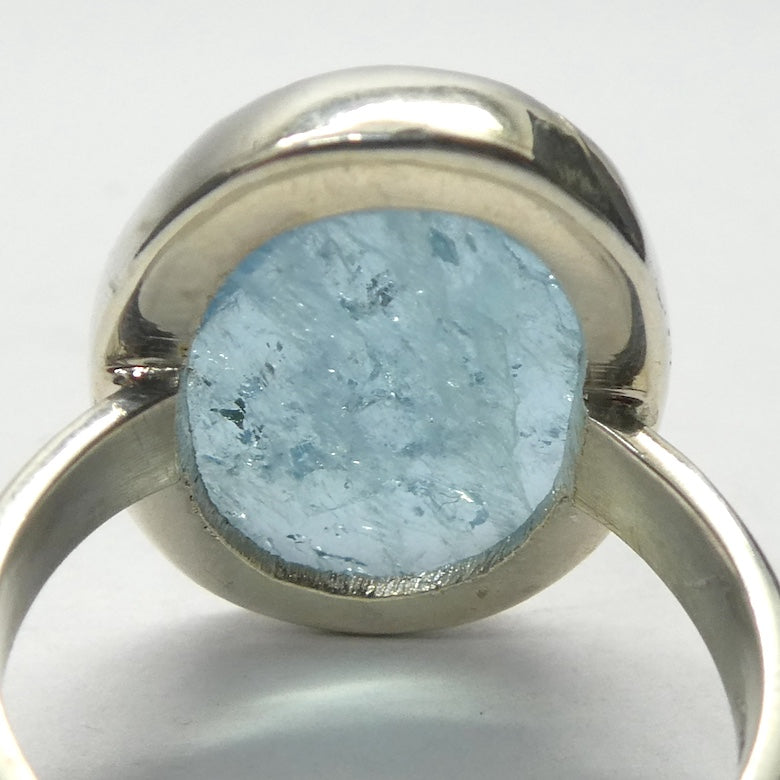 Aquamarine Ring | Oval Cabochon | 925 Sterling Silver | US Size 6 | AUS Size L1/2 | Genuine Gems from Crystal Heart Melbourne Australia since 1986