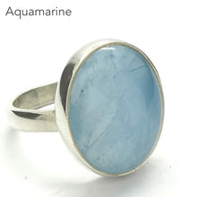 Load image into Gallery viewer, Aquamarine Ring | Oval Cabochon | 925 Sterling Silver | US Size 6 | AUS Size L1/2 | Genuine Gems from Crystal Heart Melbourne Australia since 1986