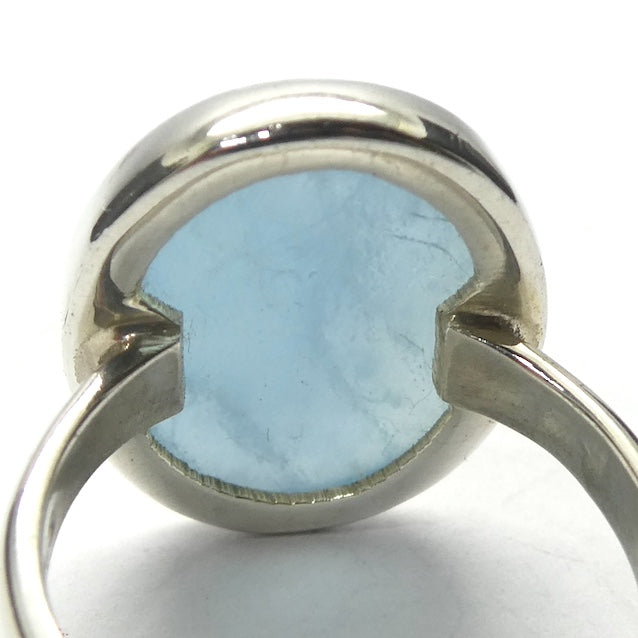 Aquamarine Ring | Oval Cabochon | 925 Sterling Silver | US Size 6 | AUS Size L1/2 | Genuine Gems from Crystal Heart Melbourne Australia since 1986