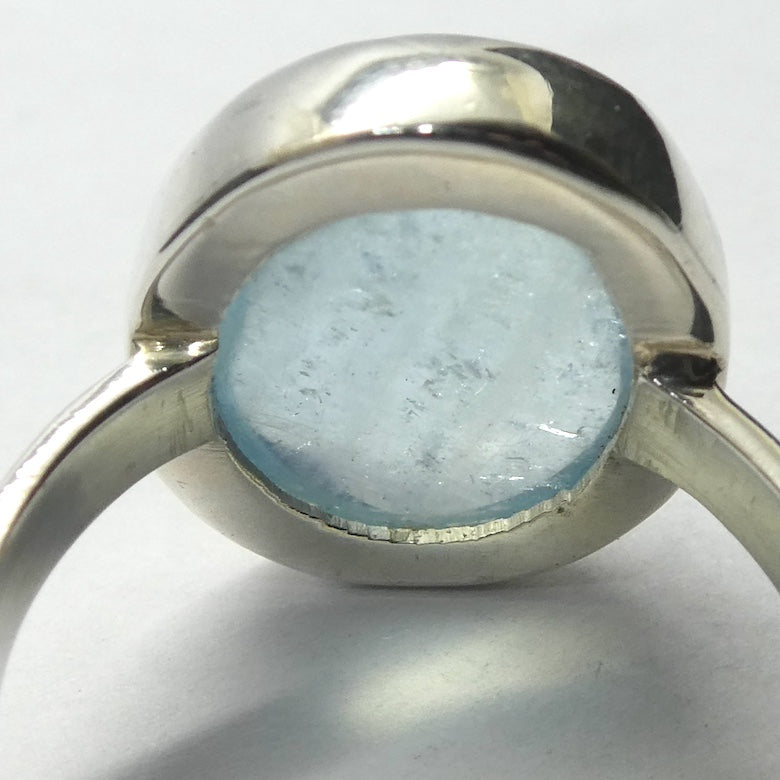 Aquamarine Ring | Oval Cabochon | 925 Sterling Silver | US Size 8 | AUS Size P1/2 | Genuine Gems from Crystal Heart Melbourne Australia since 1986