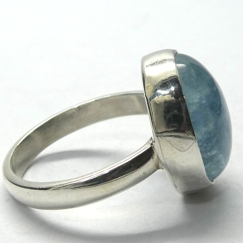 Aquamarine Ring | Oval Cabochon | 925 Sterling Silver | US Size 8 | AUS Size P1/2 | Genuine Gems from Crystal Heart Melbourne Australia since 1986