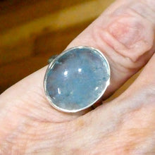 Load image into Gallery viewer, Aquamarine Ring | Oval Cabochon | 925 Sterling Silver | US Size 6 | AUS Size L1/2 | Genuine Gems from Crystal Heart Melbourne Australia since 1986