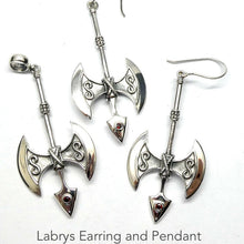 Load image into Gallery viewer, Labrys Earring and Pendant | 925 Sterling Silver | Fine Detail | Crystal Heart Melbourne Australia since 1986 