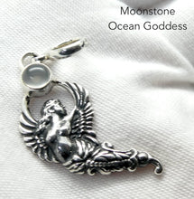 Load image into Gallery viewer, Winged Mermaid Fairy Goddess Moonstone Pendant  | Putri Duyong | Round Classic Moonstone| 925 Sterling Silver | Genuine Gems from Crystal Heart Melbourne Australia since 1986