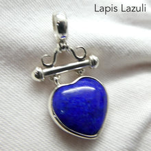 Load image into Gallery viewer, Lapis Lazuli Pendant | Carved puff Heart | Lovely Colour  | 925 Sterling Silver | Deep Royal Blue | Genuine gems from Crystal Heart Melbourne Australia since 1986