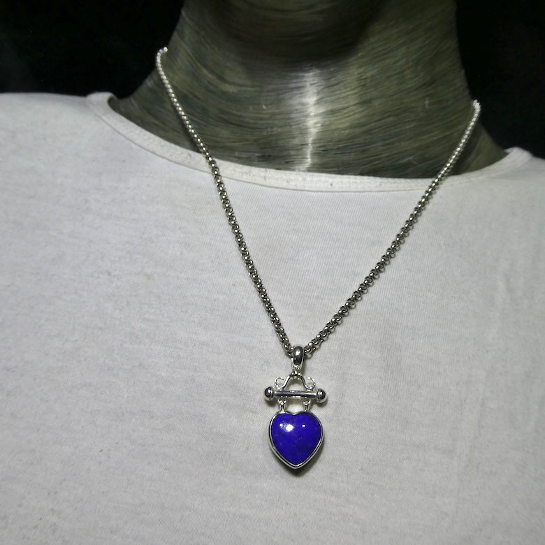 Lapis Lazuli Pendant | Carved puff Heart | Lovely Colour  | 925 Sterling Silver | Deep Royal Blue | Genuine gems from Crystal Heart Melbourne Australia since 1986