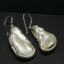 Load image into Gallery viewer, Freshwater Baroque Pearl Earrings | 925 Sterling Silver | Lovely Lustre | Bezel set and held in place by organic tendrils of Silver that overlay the pearl | Genuine Gems from Crystal Heart Melbourne Australia since 1986