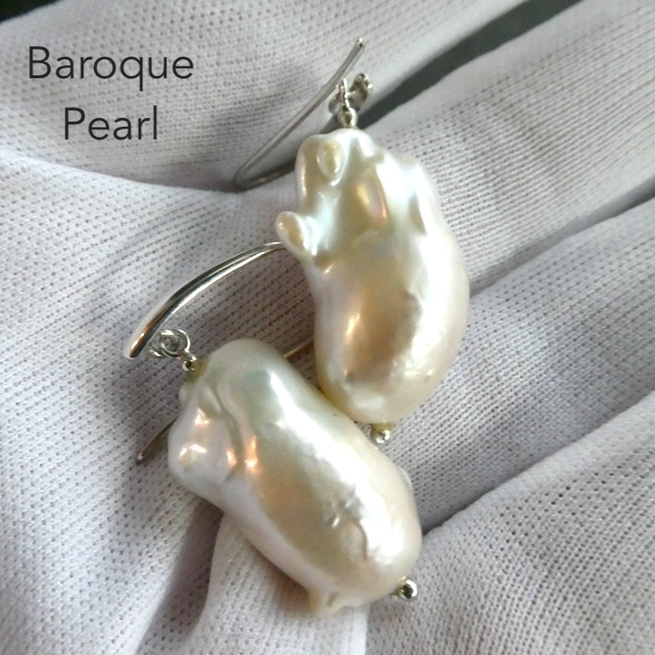 Baroque Pearl Earrings | 925 Sterling Silver | Lovely Lustre |  custom hooks | Genuine Gems from Crystal Heart Melbourne Australia since 1986