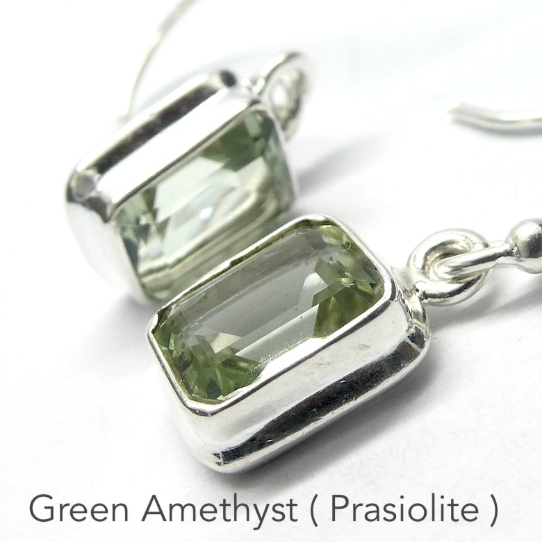 AAA Grade Prasiolite Earring | Green Amethyst | 925 Sterling Silver | Small Faceted Rounds  | Simple quality setting  | Genuine Gems from Crystal Heart Melbourne Australia since 1986 