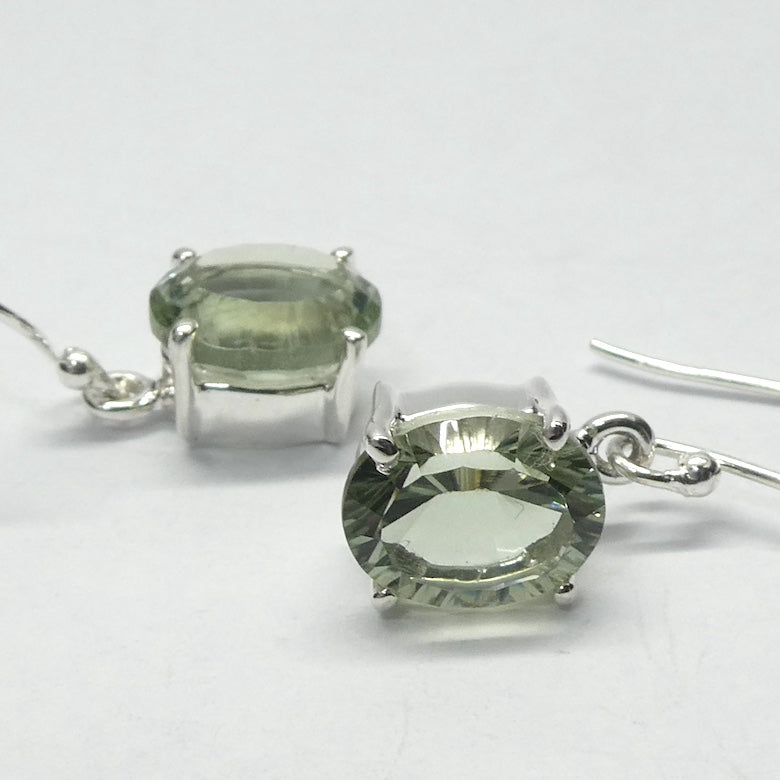 AAA Grade Prasiolite Earring | Green Amethyst | 925 Sterling Silver | Small Faceted Rounds  | Simple quality setting  | Genuine Gems from Crystal Heart Melbourne Australia since 1986 