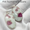 Pink Tourmaline in Milky Quartz Earrings | Oval Cabochons | 925 Sterling Silver  | Simplr Bezel Setting | Nurture your love and compassion | Genuine Gems from Crystal Heart Melbourne Australia since 1986 