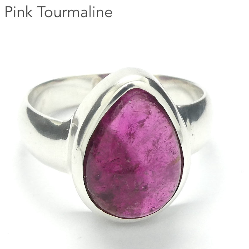 Tourmaline Ring | Teardrop Cabochon | Red | Rubellite | 925 Sterling Silver | US Size 8 | AUS Size P1/2 | Energise Love  | Unblock Compassion|  Leo Scorpio Sagittarius Star stone | Genuine gems from Crystal Heart Melbourne Australia since 1986