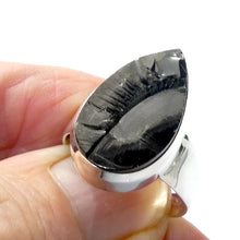 Load image into Gallery viewer, Noble Shungite Ring | Teardrop, Raw Top | 925 Sterling Silver | US Size 9 | AUS Size R1/2 | Major Healing Stone | Fullerenes and Buckyballs | Purify Water | Channel Calm Healing Universal Energy | Protect from EMFs | Genuine Gems from Crystal Heart Melbourne Australia since 1986