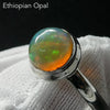 Ethiopian Opal Gemstone Ring | Solid Round Cabochon  | Lively Display of Colours |  US Size 7 | AUS Size N1/2 | Genuine Gemstones from  Crystal Heart Australia since 1986