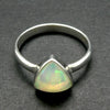 Ethiopian Opal Gemstone Ring | Solid Triangle Cabochon  | Lively Display of Colours |  US Size 7.75 | AUS Size P | Genuine Gemstones from  Crystal Heart Australia since 1986