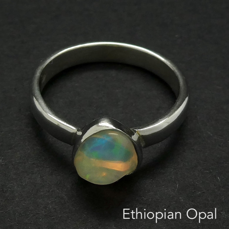 Ethiopian Opal Gemstone Ring | Polished rough nugget |  Colour Flash |  US Size 7 | AUS Size N1/2 | Genuine Gemstones from  Crystal Heart Australia since 1986