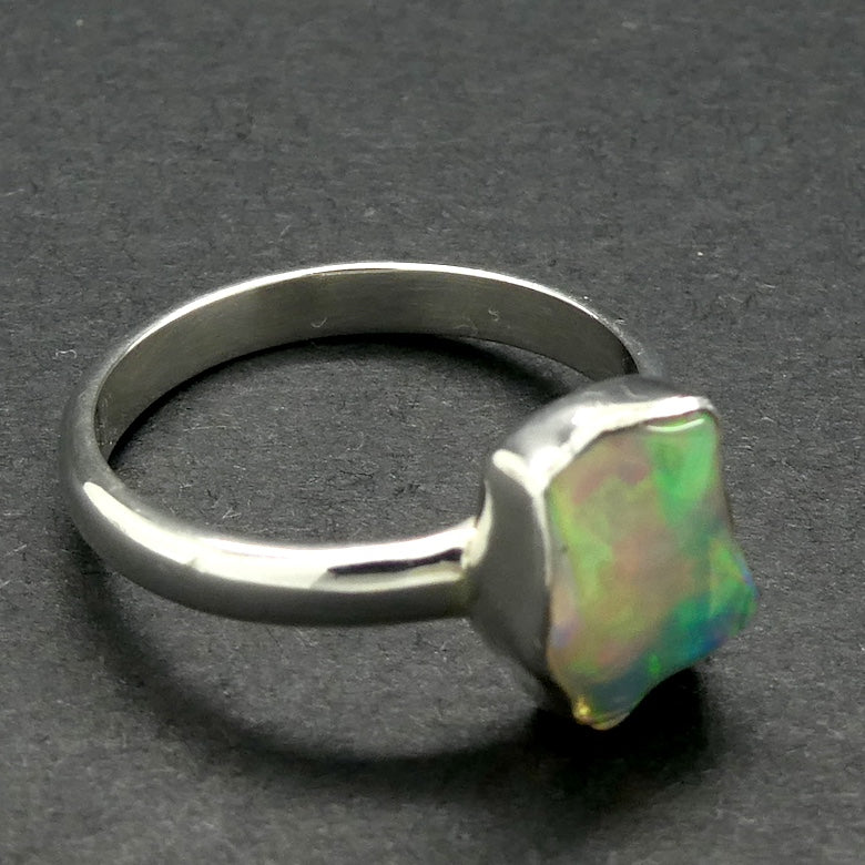 Ethiopian Opal Gemstone Ring | Polished rough nugget | Colour Flash | US Size 7 | AUS Size N1/2 | Genuine Gemstones from  Crystal Heart Australia since 1986