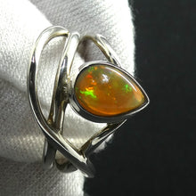 Load image into Gallery viewer, Ethiopian Opal Gemstone Ring | Teardrop Cabocbhon | Colour Flash | Interwoven Silver Band | US Size 9 | AUS Size R1/2 | Genuine Gemstones from  Crystal Heart Australia since 1986