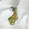 Ethiopian Solid Opal Pendant | Freeform Polished Rough | Green & Red Flash | 925 Silver | Genuine Gems from Crystal Heart Australia since 1986