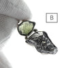 Moldavite over Nickel Iron Meteorite Pendant | Campo de Cielo | CZ | Natural Freeform Shapes | 925 Sterling Silver | Travel, Safety, Rugged Strength | Silent connected Meditation | Expansion | Inspiration | Genuine Gems from Crystal Heart Australia since 1986