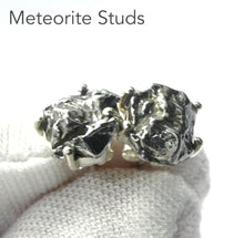 Load image into Gallery viewer, Nickel Iron Meteorite Stud Earrings | Small | Camp de Cielo | Natural Freeform Shape | 925 Sterling Silver | Travel, Safety, Rugged Strength | Silent connected Meditation | Genuine Gems from Crystal Heart Australia since 1986