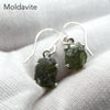 Moldavite Earrings | Raw Nuggets | 925 Sterling Silver  | Claw Set | Empowers personal Heart Transformation | Conscious Evoution | Genuine Gems from Crystal Heart Melbourne Australia since 1986 