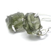 Moldavite Earrings | Raw Nuggets | 925 Sterling Silver  | Claw Set | Empowers personal Heart Transformation | Conscious Evoution | Genuine Gems from Crystal Heart Melbourne Australia since 1986 