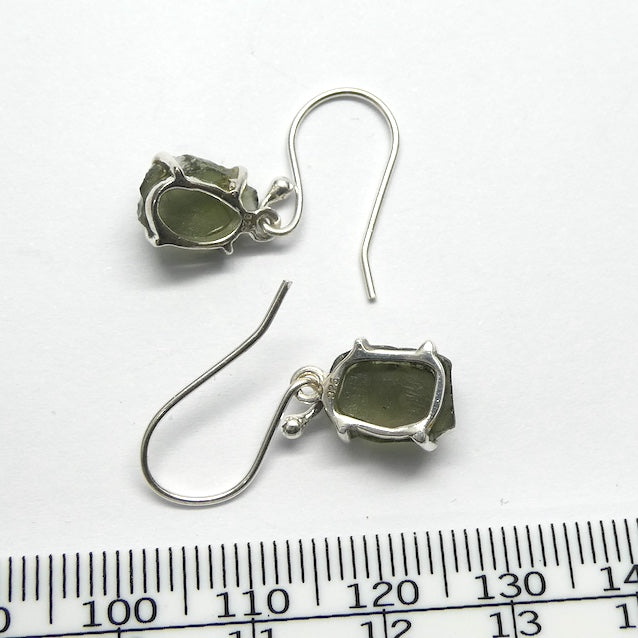 Moldavite Earrings | Raw Nuggets | 925 Sterling Silver  | Claw Set | Empowers personal Heart Transformation | Conscious Evoution | Genuine Gems from Crystal Heart Melbourne Australia since 1986 