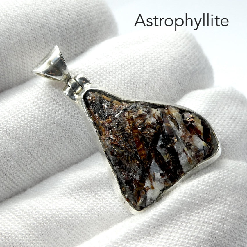 Astrophyllite Crystal Cluster Natural Druse Pendant | 925 Sterling silver | Metallic gold bronze | Star-Leaf | Scorpio | Feldspar Matrix | Genuine Gemstones from Crystal Heart Melbourne since 1986