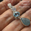 Natural Rainbow Moonstone Pendant with Aquamarine and Blue Topaz | Emotional Freedom  and Power with Refreshing Joy | Liberation and communication | Genuine Gems from Crystal Heart Melbourne Australia 1986