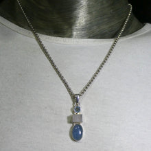 Load image into Gallery viewer, Natural Rainbow Moonstone Pendant with Aquamarine and Blue Topaz | Emotional Freedom  and Power with Refreshing Joy | Liberation and communication | Genuine Gems from Crystal Heart Melbourne Australia 1986