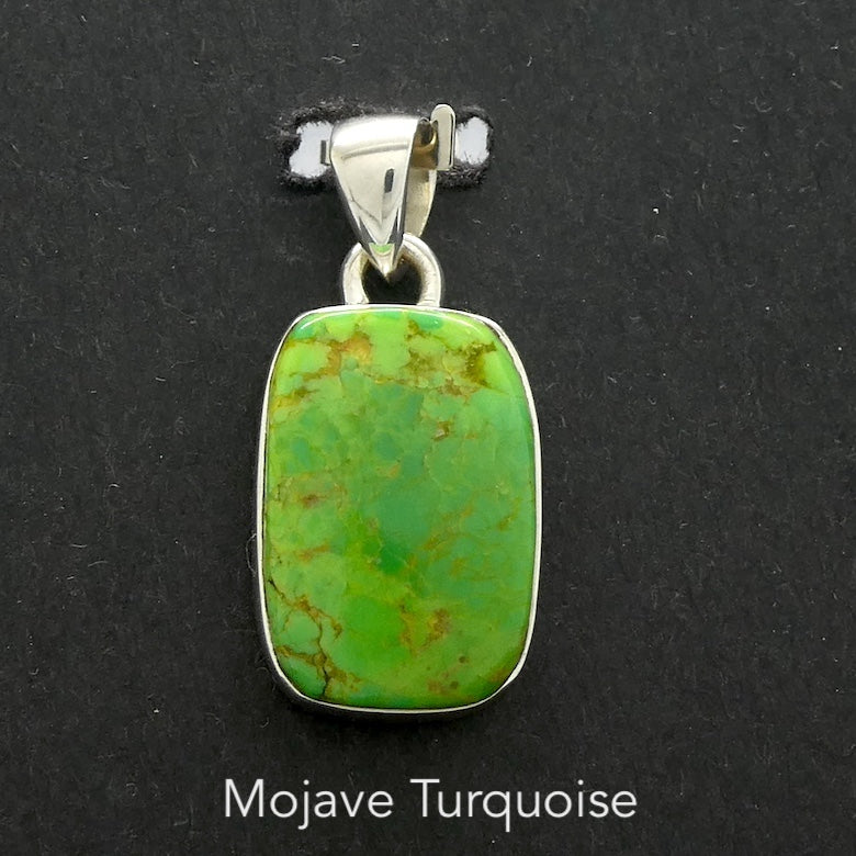 Mojave Green Turquoise Pendant | 925 Sterling Silver | Oblong Cabochon | Inspire breath and energy | Lighten a negative load | Genuine Gems from Crystal Heart Melbourne since 1986