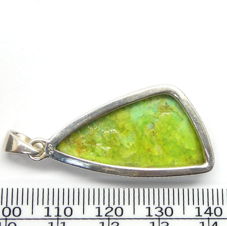 Green Turquoise Pendant, Mojave, Freeform Cabochon, 925 Sterling Silver, r3