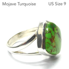 Load image into Gallery viewer, Mojave Green Turquoise Pendant | 925 Sterling Silver | US Size 9 | AUS Size R1/2 | Inspire breath and energy | Lighten a negative load | Genuine Gems from Crystal Heart Melbourne since 1986