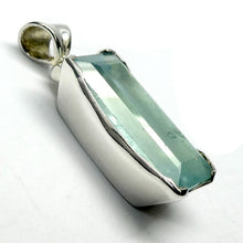 Load image into Gallery viewer, Aquamarine Gemstone Pendant | Faceted Oblong Emerald Cut | Lovely deeper blue green | 925 Sterling Silver | Bezel Set | Open Back | Peaceful emotional guidance and integration | Flow through obstacles | Genuine Gemstones from Crystal Heart Melbourne Australia since 1986