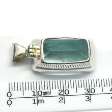 Load image into Gallery viewer, Aquamarine Gemstone Pendant | Faceted Oblong Emerald Cut | Lovely deeper blue green | 925 Sterling Silver | Bezel Set | Open Back | Peaceful emotional guidance and integration | Flow through obstacles | Genuine Gemstones from Crystal Heart Melbourne Australia since 1986