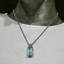 Load image into Gallery viewer, Aquamarine Gemstone Pendant | Faceted Oblong Emerald Cut | Lovely deeper blue green | 925 Sterling Silver | Bezel Set | Open Back | Peaceful emotional guidance and integration | Flow through obstacles | Genuine Gemstones from Crystal Heart Melbourne Australia since 1986