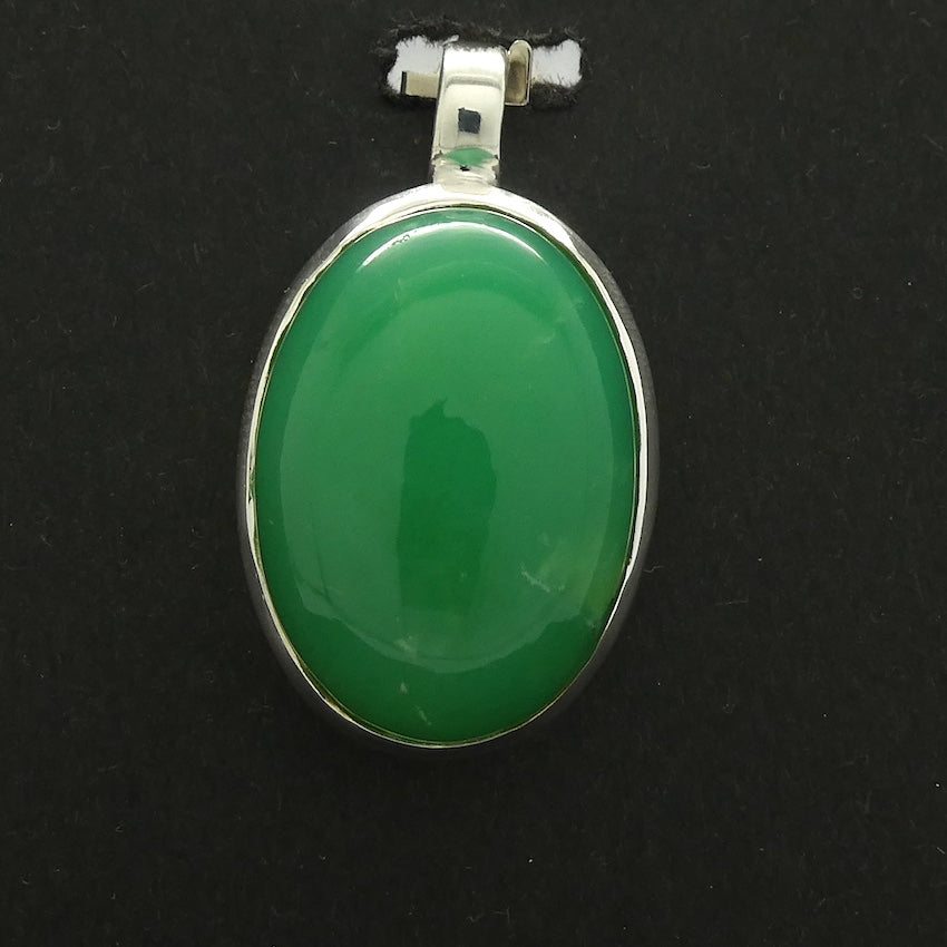 Chrysoprase Pendant | Teardrop Cabochon | 925 Sterling Silver | Perfect Apple Green Good Translucency | AKA Australian Jade | Empowering healer | Genuine Gemstones from Crystal Heart Melbourne Australia since 1986