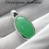 Chrysoprase Pendant | Oval Cabochon | 925 Sterling Silver | Perfect Apple Green Good Translucency | AKA Australian Jade | Empowering healer | Genuine Gemstones from Crystal Heart Melbourne Australia since 1986