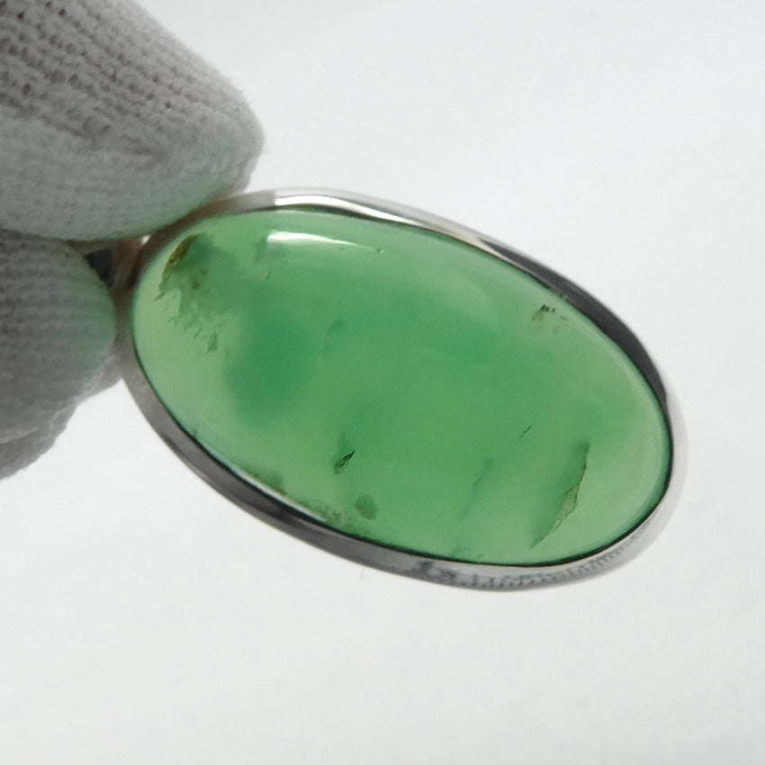 Chrysoprase Pendant | Oval Cabochon | 925 Sterling Silver | Perfect Apple Green Good Translucency | AKA Australian Jade | Empowering healer | Genuine Gemstones from Crystal Heart Melbourne Australia since 1986