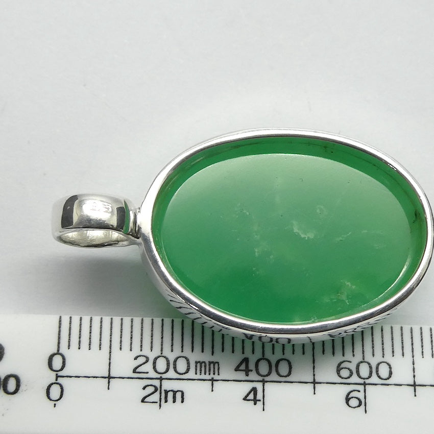 Chrysoprase Pendant | Teardrop Cabochon | 925 Sterling Silver | Perfect Apple Green Good Translucency | AKA Australian Jade | Empowering healer | Genuine Gemstones from Crystal Heart Melbourne Australia since 1986